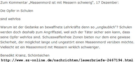 Screenshot Leserbriefseite sz-online.de